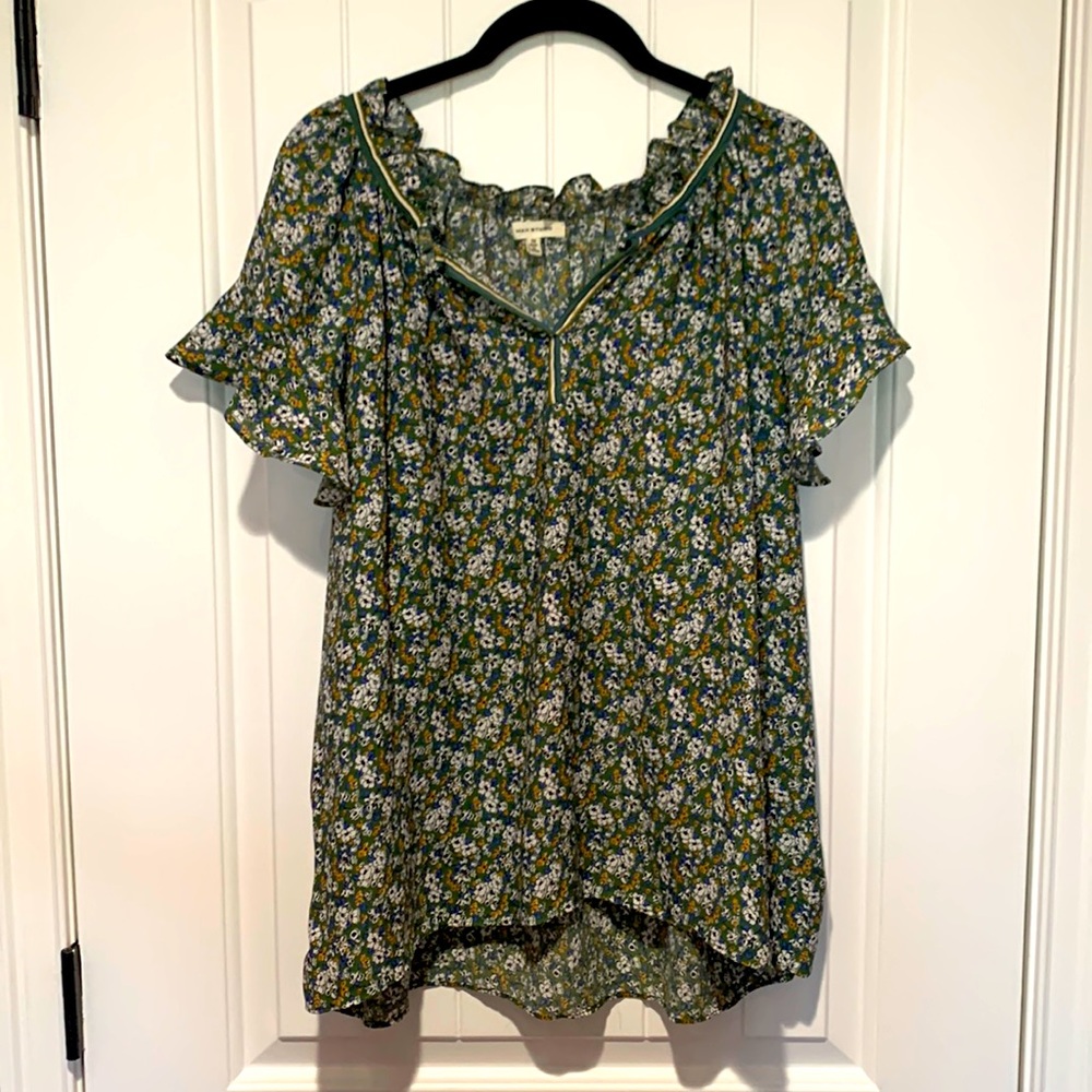 Floral green blouse Max Studio 1X